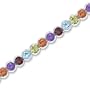 Must Have Fabulous 17.75 carats total weight Round Cut Rainbow Color Multi-Gemstone Tennis Bracelet in Sterling Silver