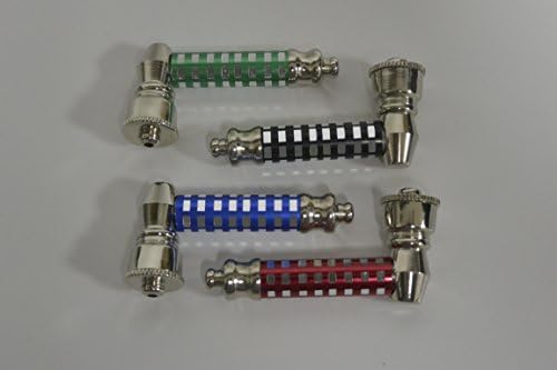 Tobacco Accessory - Squares Design - (2.75") with Built-in Screen and Screw On Cap - 4 Color Multipack (Black, Blue, Green, Red)