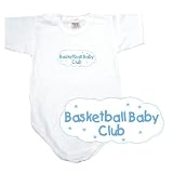 BABY BODYSUIT WHITE  LIGHT BLUE CLOUD BASKETBALL CLUB  9 - 12 Months
