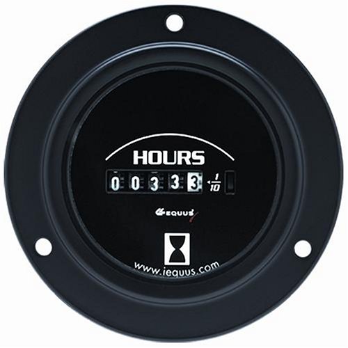 Equus 6210 Black Hourmeter - Measures 2-Inches