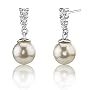 Cute Sophistication: Sterling Silver Bridal Style White Pearl CZ Diamond Drop Earrings
