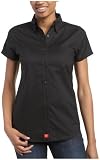 Dickies Girl Juniors' Oxford Short Sleeve Button Down Shirt- School Uniform