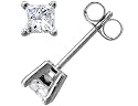 Diamond Solitaire Stud Earrings: 14K White Gold 1/2 Carat (ctw) Princess Cut Diamond (Certified)
