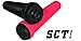 SCT USA Scooter Bar Grips High Rebound Rubber Bar Ends (Solid Black/Pink)