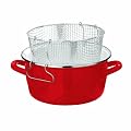 Premier Housewares 16 X 33 X 27 cm 5 L Deep Fryer with Pyrex Lid, Red