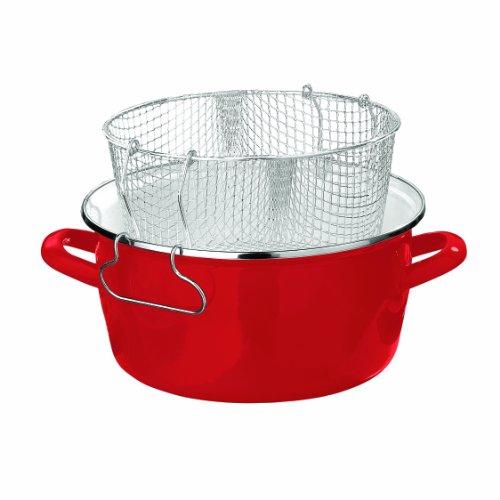 Premier Housewares 16 X 33 X 27 cm 5 L Deep Fryer with Pyrex Lid, Red