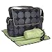 Black Messenger Diaper Bag with Grey Dot and Lime Trim and Interior