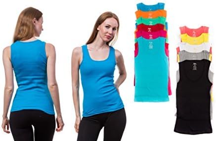12-pack: 100% Cotton Tank Tops- Assorted Color (Large)