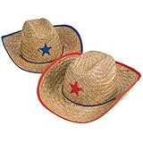 Childs Straw Cowboy Hat With Plastic Star (1 Dozen) - BULK COLORS MAY VARY