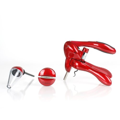 Metrokane Wine Rabbit Corkscrew with Houdini Aerating Pourer Glossy Red Replacement Worm **BONUS