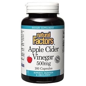 Cinder Vinegar 500 mg by Natural Factors 180 Capsules