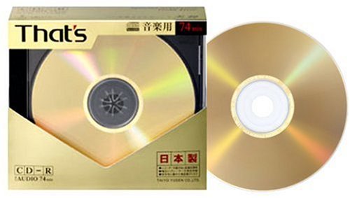 太陽誘電製 That's CD-R音楽用 16倍速74分 金レーベル 10mmPケース5枚入 CDR-A74GP5