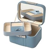 Light blue colored leather small jewelry case by Wolf Designs
