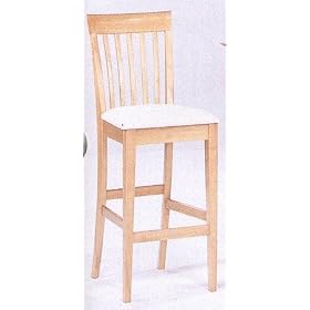 Set Of 2 Maple Finish Bar Stools With Cushion Seat by AtHomeMart