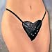 Studded Unique Leather Heart G-String Elastic Back One Size