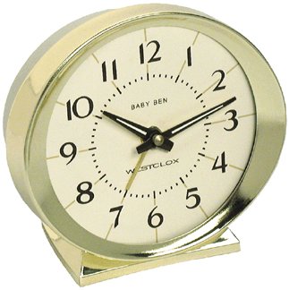 WESTCLOX BABY BEN CLASSIC WHITE FACE GOLD BENZEL ALMD