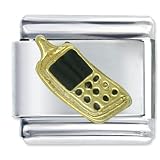 Cell Phone Black Italian Charms Bracelet Link