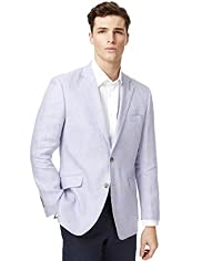 Savile Row Inspired Pure Linen 2 Button Hopsack Jacket