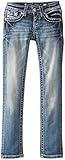Miss Me Big Girls' Skinny Jeans with Chandellier Flap Pockets, Light Blue, 7