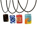 Glass and Rubber Assorted Colors Necklace-Rectangular "A Glass Act" -Fair Trade Gifts