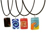 Glass and Rubber Assorted Necklace-Rectangular 