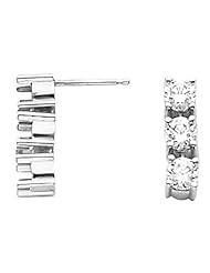 14K White Gold Three-Stone Diamond Earrings - 0.95 Ct. -- LIFETIME WARRANTY