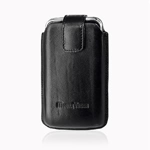 Premium High Quality Genuine Leather Pouch Protective Carrying Cell Phone Case for Apple iPhone 3G 8GB 16GB 3G S 16GB 32GB iPod Touch / PCD Razzle TXT8030 / Pantech Laser AT&T / HTC Hero HTC Legend / LG Optimus T T-Mobile Optimus S Sprint Vu / CU920 / CU915 / Motorola Droid 2 (Global) Verizon / A855 / Clutch i465 / Roi/ Nokia E72 / E73 / Samsung Freeform R350 Galaxy I7500 SCH-r860 Caliber / Sony Ericsson Aspen - Black