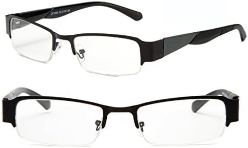 Light Weight Spring Hinge Half Rim Magnification Metal Frame Reading Glasses RX Strength +1.00 +1.50 +1.75 +2.00 (Black, 1.75 x)