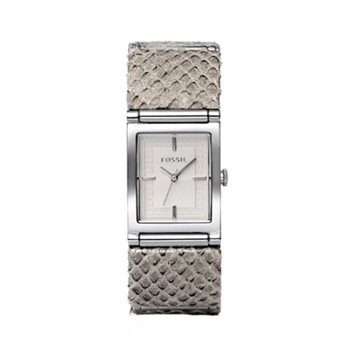 Fossil Women's ES2553 Faux Python Leather Strap Silver Analog Dial Watch