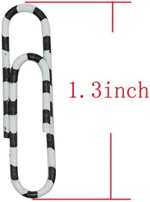 Sunshine Serafina 33mm Paper Clips, Assorted Multi Color Zebra Stripe Paper Clips 200/Box (Black &amp; White)
