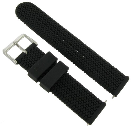 20mm Timex Soft Silicone Black Tire Relief Sport Waterproof Watch Band TX2026WBK