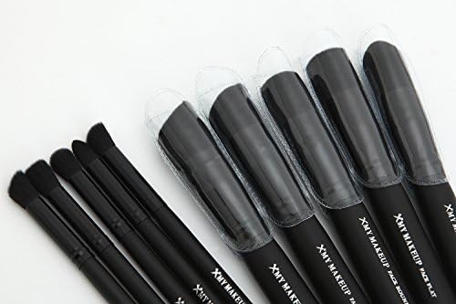 XMY Makeup Premium Synthetic 10pcs Kabuki Make up Brush Set Cosmetics Liquid Foundation Blending Blush Eyeliner Face Powder Brush Makeup Brushes Kit (Black)