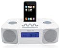 IQ Sound IQ-1307 White Digital Alarm Clock AM FM Radio iPod Docking Station