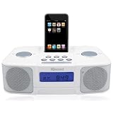 IQ Sound IQ 1307 White Digital Alarm Clock AM FM Radio iPod Docking Station ipod speaker