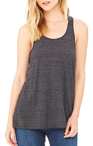 Bella+Canvas Women's Flowy Racer Back Light Tank Top, Large, Black Slub