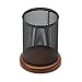 Rolodex Punched Metal & Wood Pencil Holder, Black Metal and Cherry Wood Finish (Q22721)