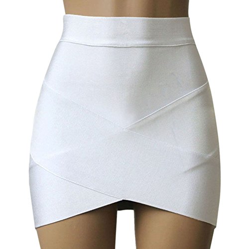 Weixinbuy Women Cross Dress Asymmetrical Hem Bodycon Mini Skirt