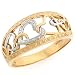 10K Two Tone Gold Interlocking Hearts Band Ring Jewelry