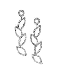 14K White Gold Diamond Dangle Earrings (3/4Cttw, SI Clarity, H Color)