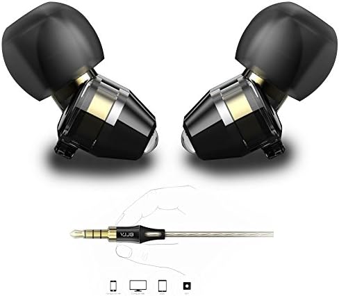 Dual Driver HiFi In-Ear Headphones With Two Moving Coil Drivers, High Tensile Resistance, Microphone, 3.5mm Jack Earbuds for iPhone, iPad, iPod and Android Smartphones Tablets