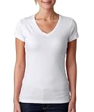 Next Level Apparel Women's Extreme Soft V-Neck T-Shirt, White, Medium