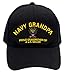 US Navy Grandpa - Proud Grandfather of a US Sailor Hat/Ballcap Adjustable One Size Fits Most (Black, Add American Flag)