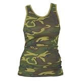Camouflage Cammo Green Brown Tunic Longer Length Tank shirt tee, 100% Cotton.