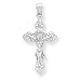 14k Two-tone INRI Fleur de lis Crucifix Pendant