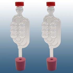 Home Brew & Wine making - Pack Of 2 x Bubbler Airlocks To Fit Demi-john Including Bungs