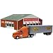HO B/U ThruWay Truck Stop w/Truck, Lighted w/Fig