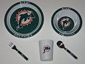 MIAMI DOLPHINS Team Logo 5 Piece Baby / Child Dinner Set ( Sipping cup, Plate, Bowl, Fork, and Spoon )