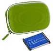 rooCASE 2n1 EVA Hard Shell (Green) Case with Memory Foam and NP-20 680mAh Li-Ion Battery for Casio Exilim EX-Z75 7.2MP Digital Camera Black