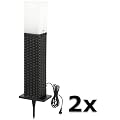 GLOBO 2er Set Aussenleuchte Leuchts�ule quadratisch aus Rattan in braun, 70cm