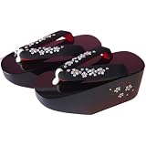 ■履きやすい！新品桜こっぽり(ぽっくり)【和装小物：履物（はきもの）】★振袖＆浴衣＆袴姿に人気コッポリ(適応サイズ23.0ｃｍ〜24.5ｃｍ程度)下駄★黒鼻緒 桜
